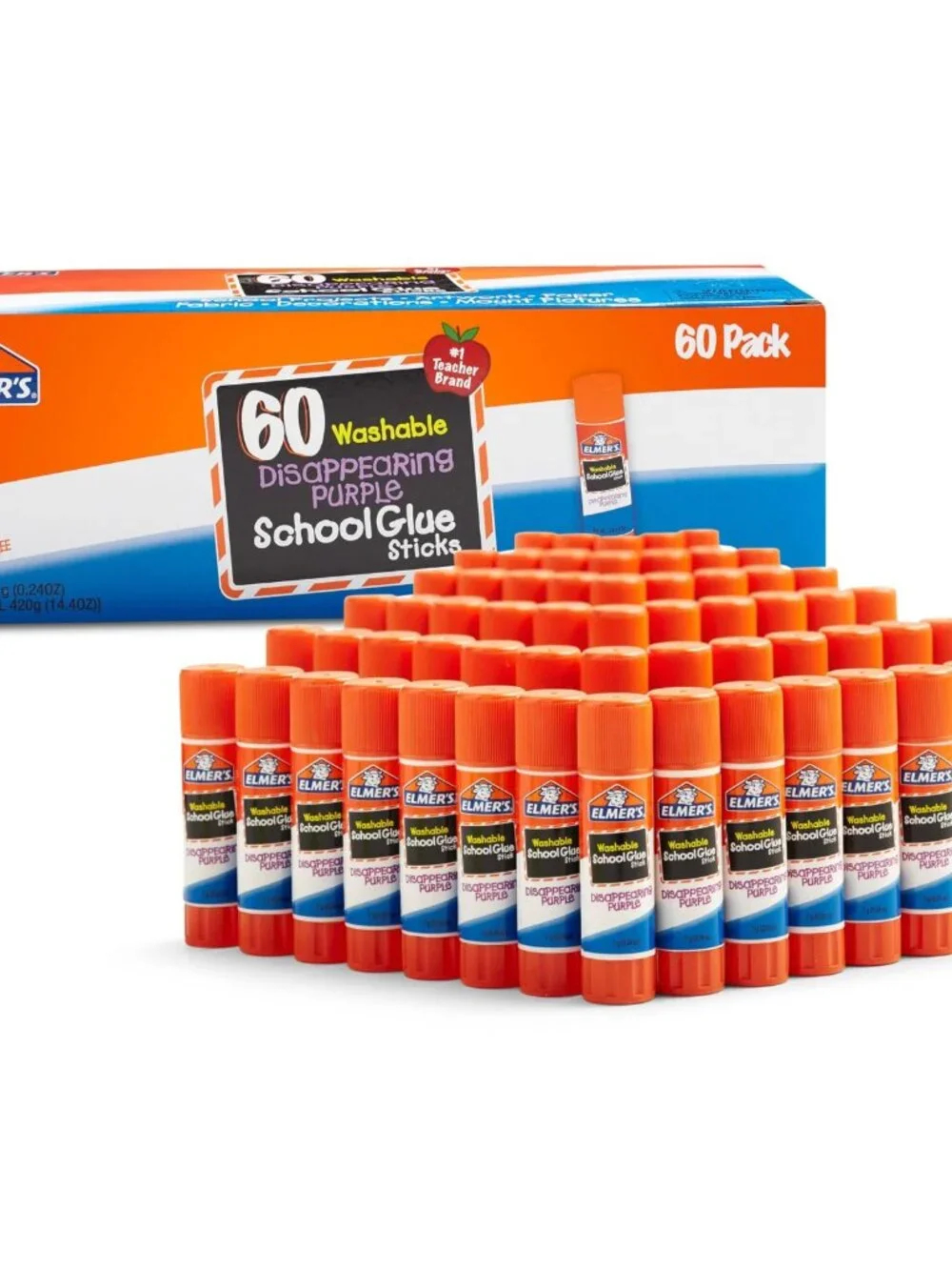 ELMERS 60 WASHABLE DISAPPEARING PURPLE SCHOOL GLUE STICKS BRAND NEW